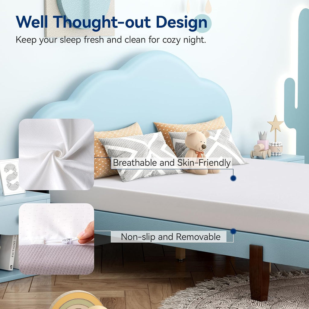 Amazon Basics Gel Memory Foam Mattress, Soft Plush Feel, Breathable Premium Knitted Fabrics, Removable Cover, Easy Set Up, 6 Inch, Full, White/Grey