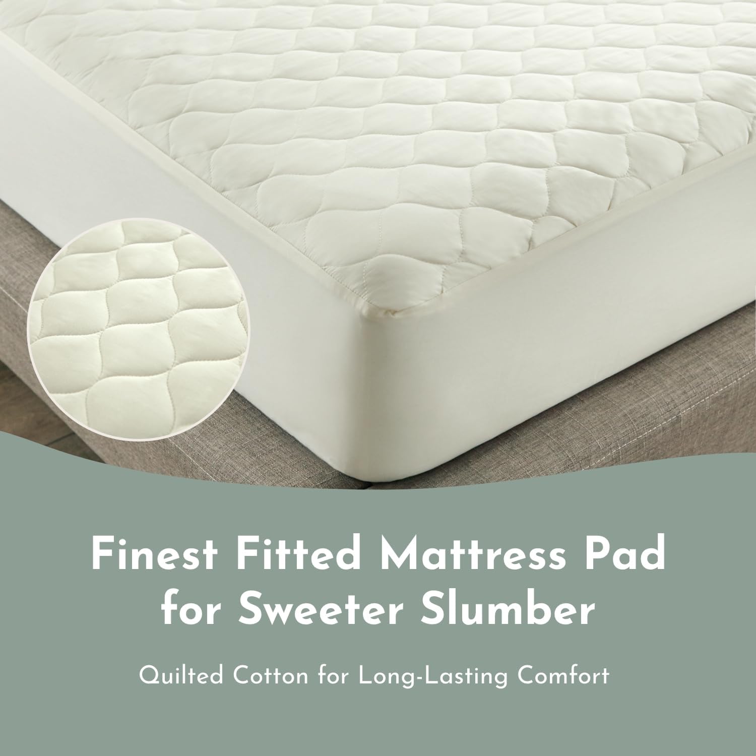 100% Cotton Organic Mattress Protector | Breathable & Noiseless GOTS Organic Mattress Pad with Premium 300GSM Durability | Machine Washable Quilted Bed Protector with Deep Pocket (Ivory, King)