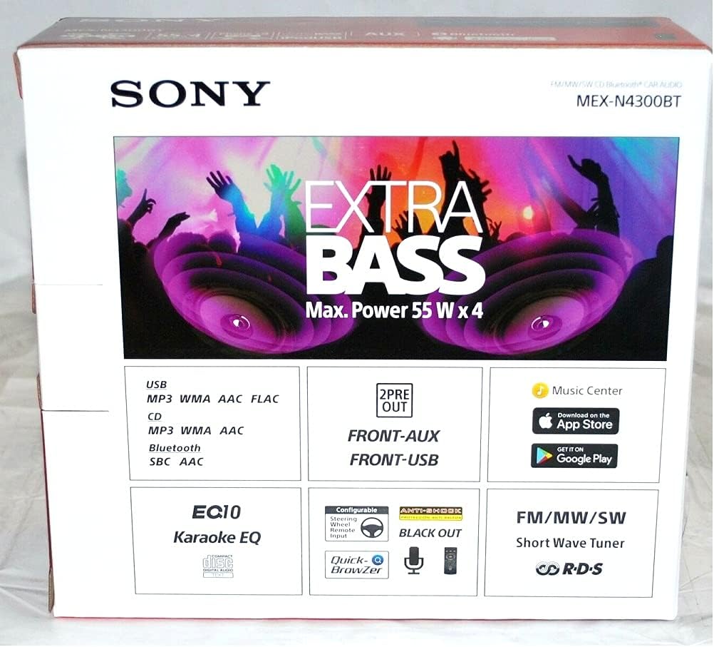 Sony MEX-N4300BT Built-in Dual Bluetooth Voice Command CD/MP3 AM/FM Radio Front USB AUX Pandora Spotify iHeartRadio iPod/iPhone Siri and Android Controls Car Stereo Receiver