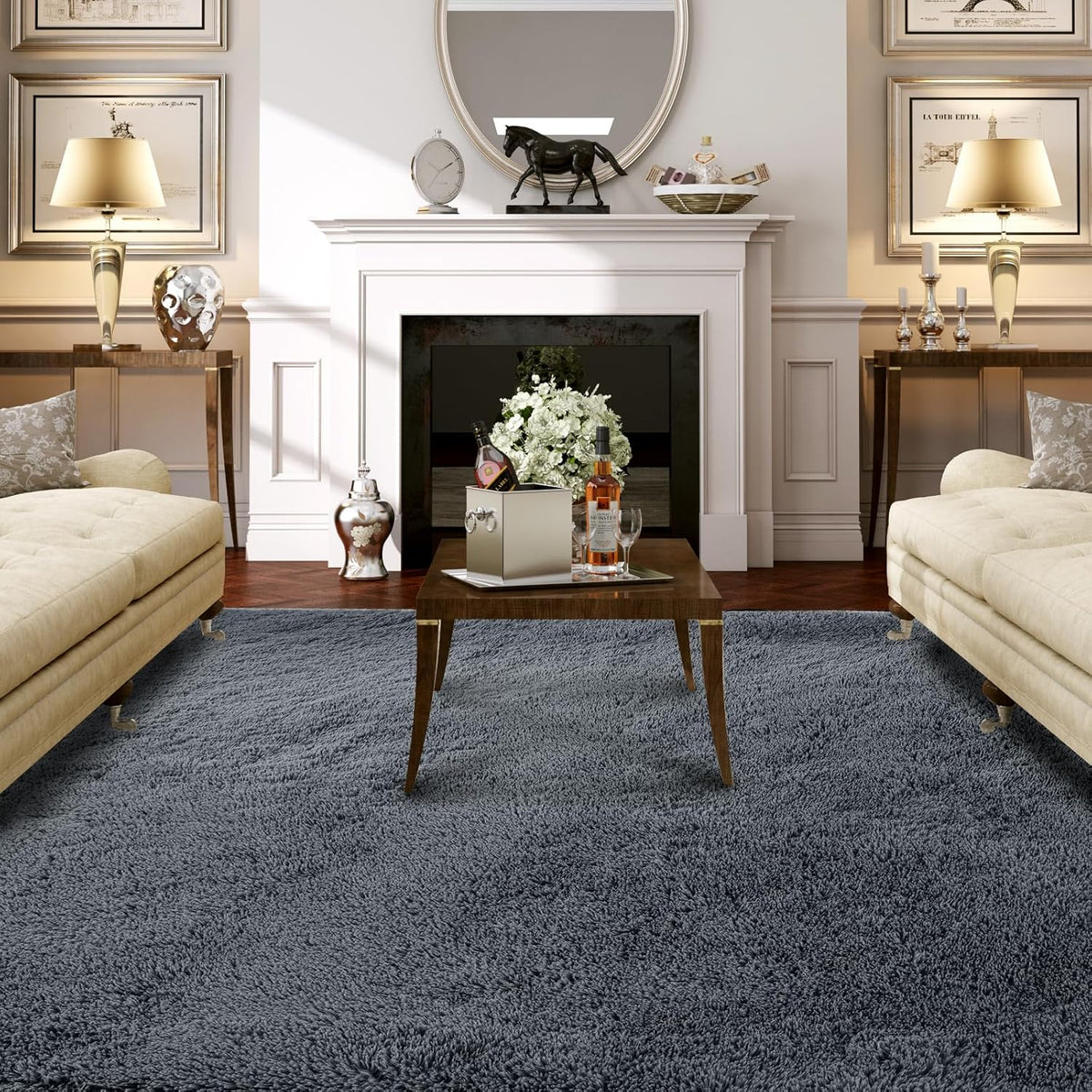 Fluffyrug Large Rugs for Living Room 10x14: Gray Extra Large Area Rugs 10x14 Living Room - Big Area Rug (Grey, 10x14 Feet)