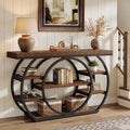 Tribesigns 47" Console Table for Living Room, 5-Tier Industrial Entryway Table with Metal Frame, Narrow Sofa Table Behind Couch Accent Tables for Entryway, Hallway, Foyer, Rustic Brown