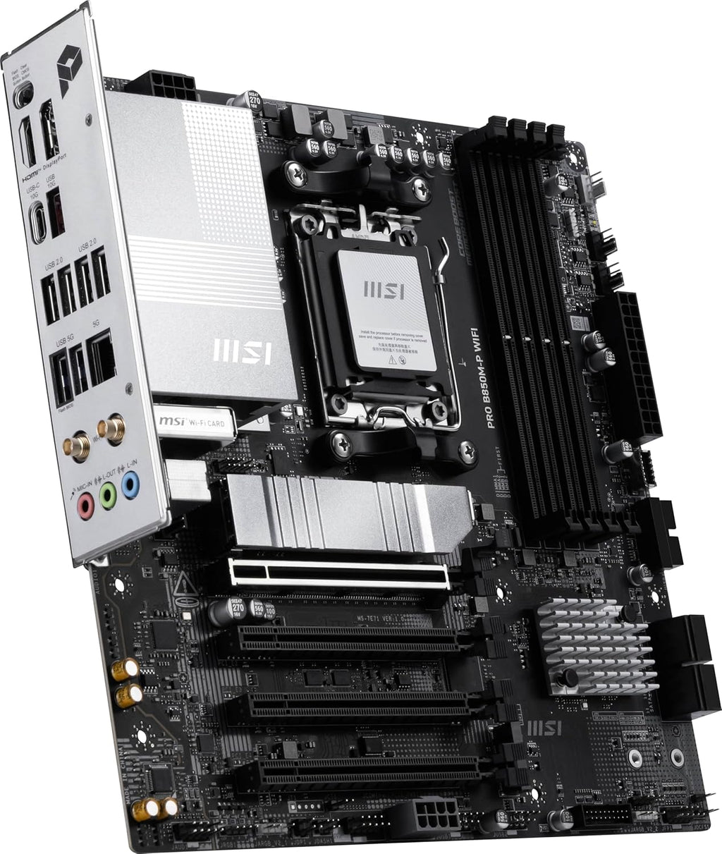 MSI PRO B850M-P WIFI Motherboard,ATX-Supports AMD Ryzen 9000-7000 Processors,AM5-DDR5 Memory Boost (8200+ MT/s OC),PCIe 5.0 x16&4.0x16,M.2 Gen5,Wi-Fi 7,5G LAN+HIGH-SPEED DDR5 RAM 16GB (1x 16GB) Bundle