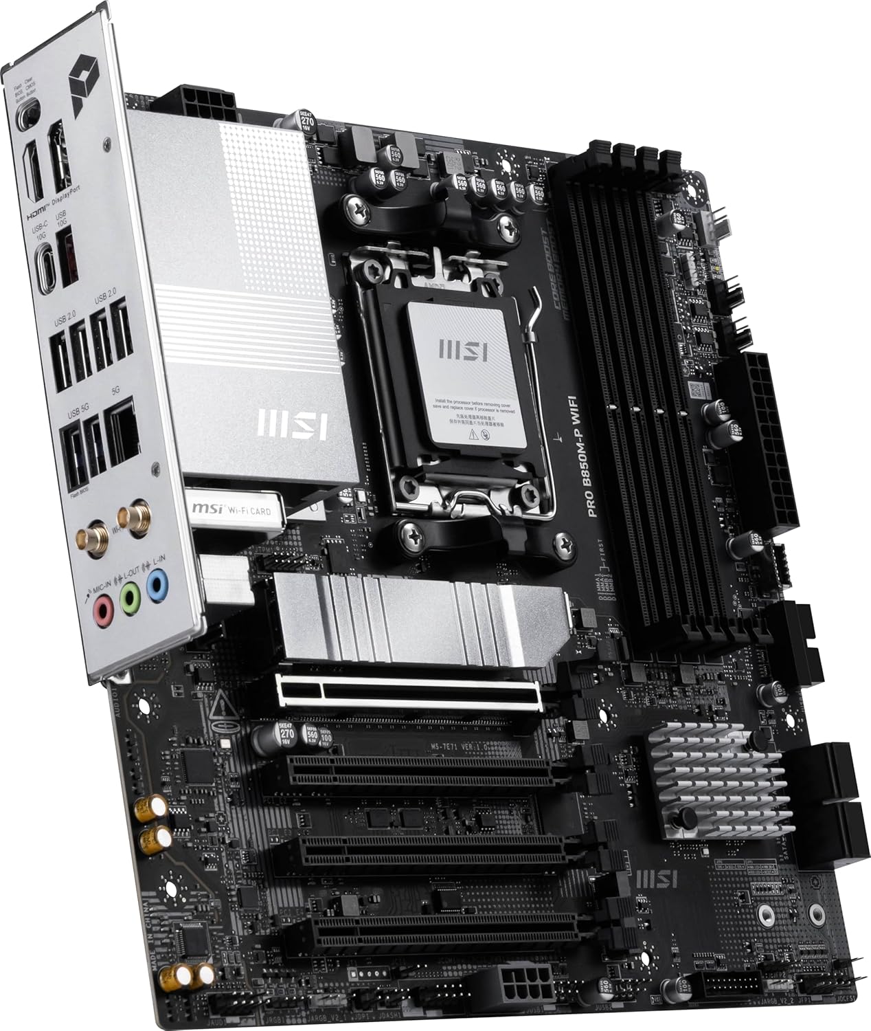 MSI PRO B850M-P WIFI Motherboard,ATX-Supports AMD Ryzen 9000-7000 Processors,AM5-DDR5 Memory Boost (8200+ MT/s OC),PCIe 5.0 x16&4.0x16,M.2 Gen5,Wi-Fi 7,5G LAN+HIGH-SPEED DDR5 RAM 16GB (1x 16GB) Bundle