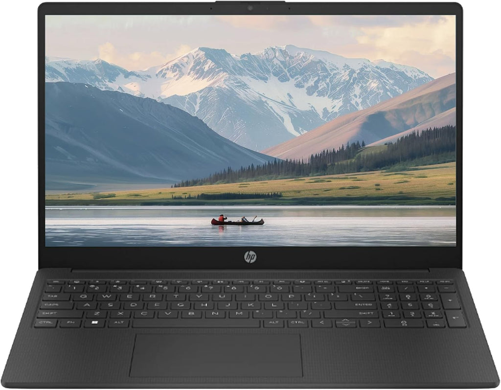 HP 15.6 inch Laptop, Intel N200 Quad-Core Processor, 4GB RAM, 128GB SSD, Wi-Fi 6, Webcam, HDMI, Numeric Keypad, Windows 11 Home, Alpacatec Accessories, Black