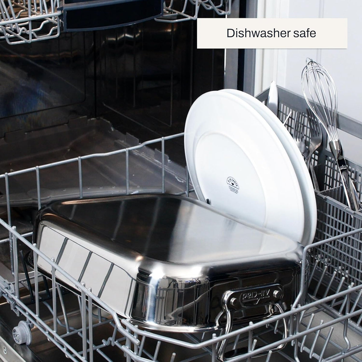 All-Clad Specialty Stainless Steel Roaster and Nonstick Rack 16x13x5 Inch Oven Broiler Safe 600F Roaster Pan, Pots and Pans, Bakeware, Turkey, Silver