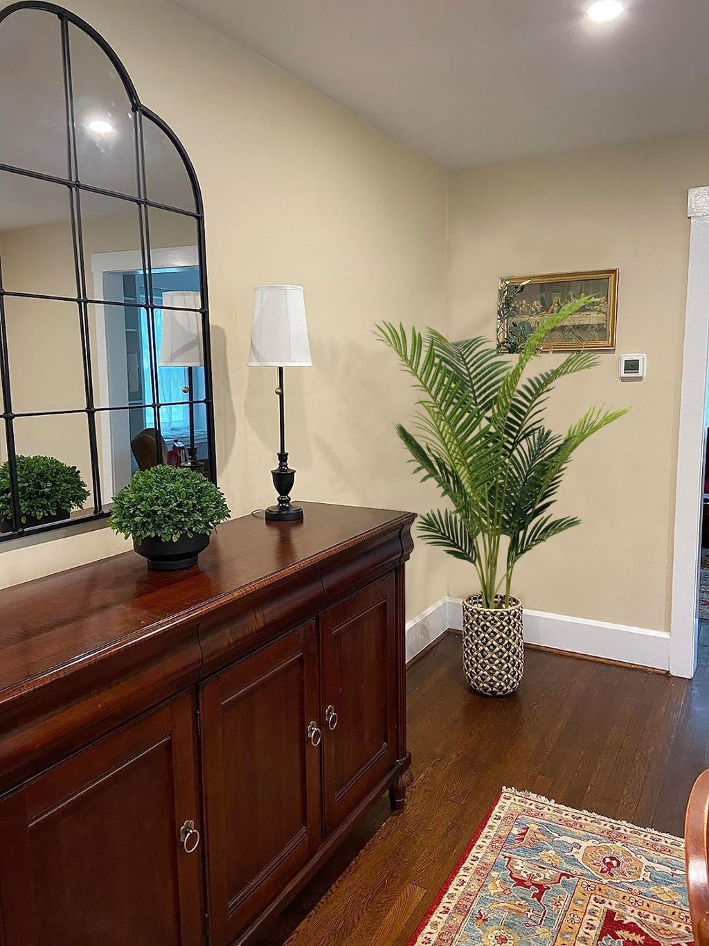 Aveyas 5ft Artificial Palm Tree for Home Decor, 5 Feet Faux Plant Fake Silk Tropical Kentia Areca Trees with Pot for Indoor Outdoor House Living Room Office Porch Garden (5 ft Tall) - Set of 2 Pack