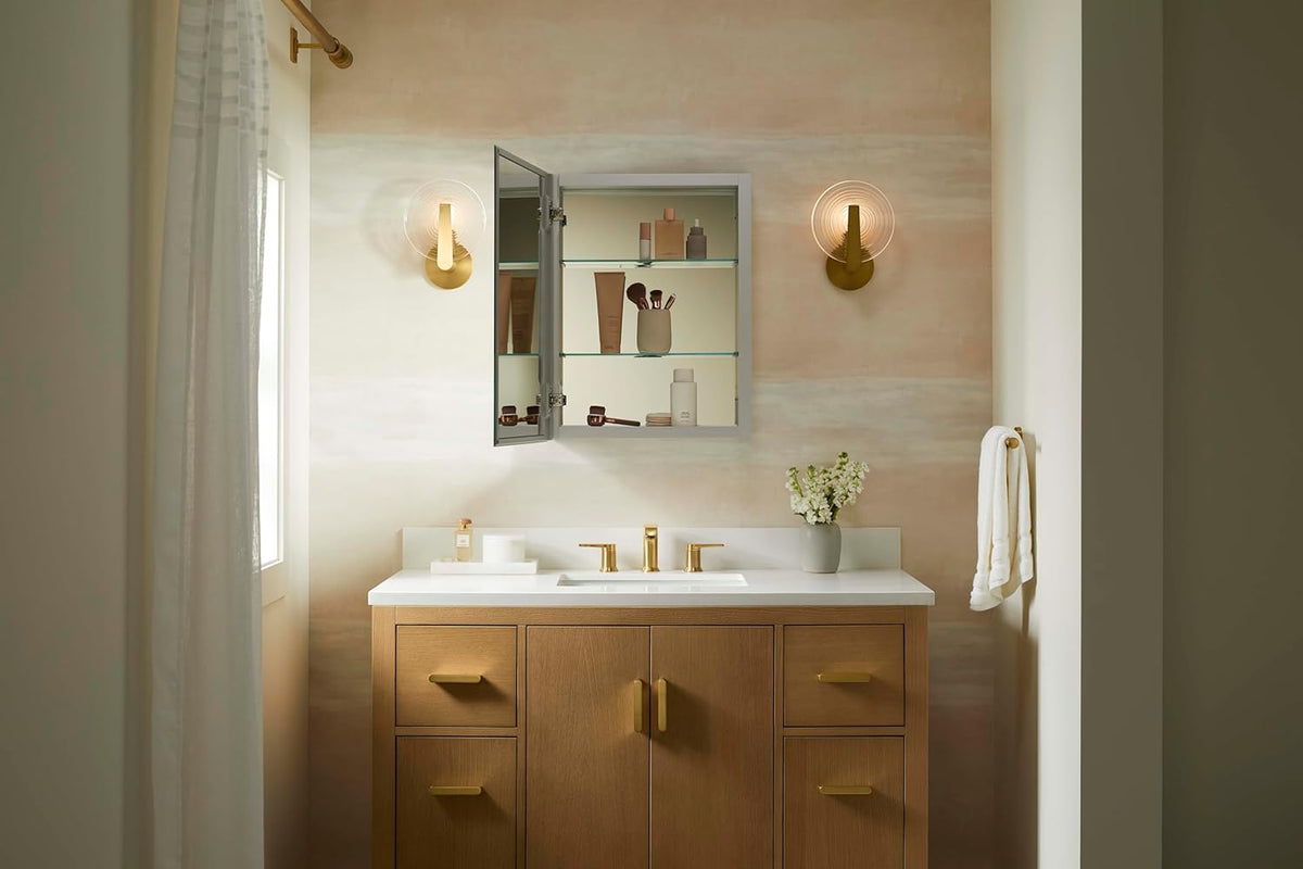 Kohler 56001-NA Embark Premium XL Medicine Cabinet Mirror for Bathroom, Deep Rectangular Storage with Adjustable Shelves and Mirrored Door, 15 in. W x 26 in. H