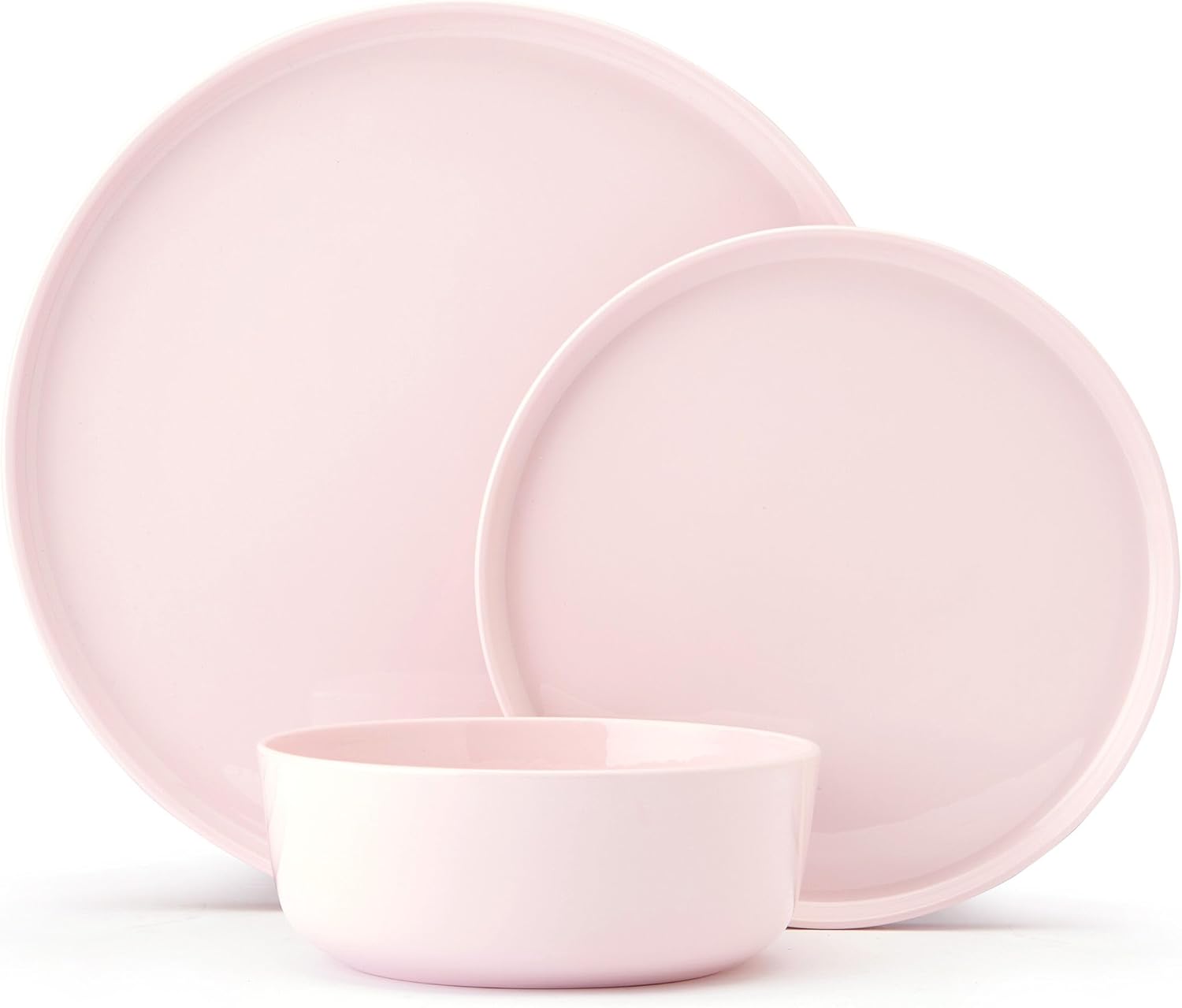 Mikasa Madison Misty Pink Bone China Dinnerware Set, 12-Piece Service for 4, Includes Dinner Plates, Salad Plates and Cereal Bowls, Dishwasher Safe