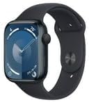 Apple Watch Series 9 GPS 45mm Midnight Aluminum Case with Midnight Sport Band M/L (Renewed)