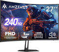 Amzfast 27 inch 240Hz Curved Monitor, FHD 1080p Gaming Monitor, Built-in Speakers, FreeSync, MPRT 1ms, 130% sRGB, 4000:1, 1500R, VESA Mount, HDMI 2.0&DP 1.4, 12 Months Warranty Exchange, AMZG27C1 Pro