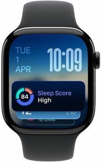 Apple Watch Series 11 GPS 42mm Smartwatch with Jet Black Aluminum Case with Black Sport Band - S/M. Sleep Score, Fitness Tracker, Health Monitoring, Always-On Display, Water Resistant
