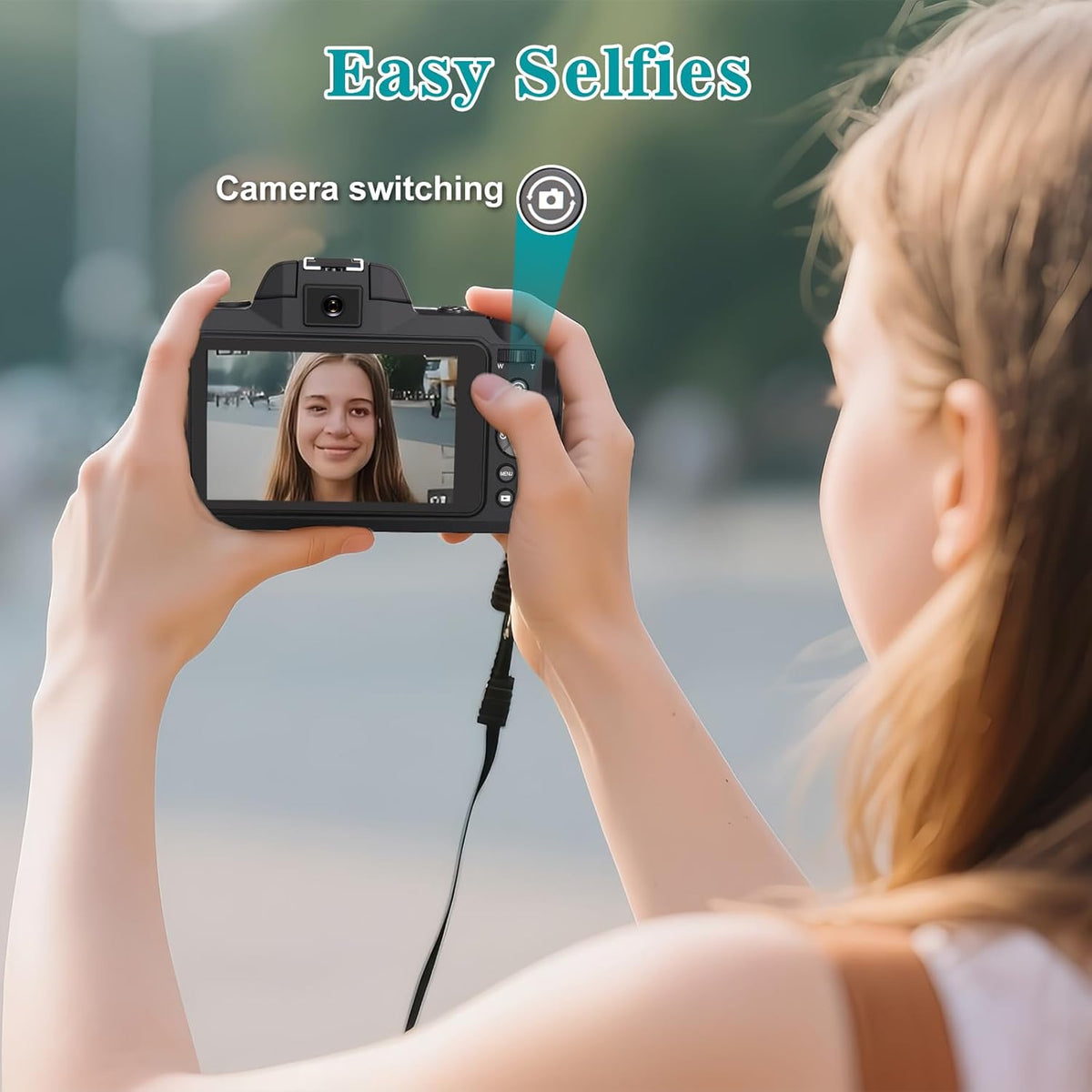 Digital Camera,5K 64MP Camera for Photography with Dual-Lens and Lens Hood,32GB Card 2 Batteries,Selfie 4" Touch Screen Vlogging Cameras for YouTube, Autofocus Flash 18X Digital Zoom Travel Camera