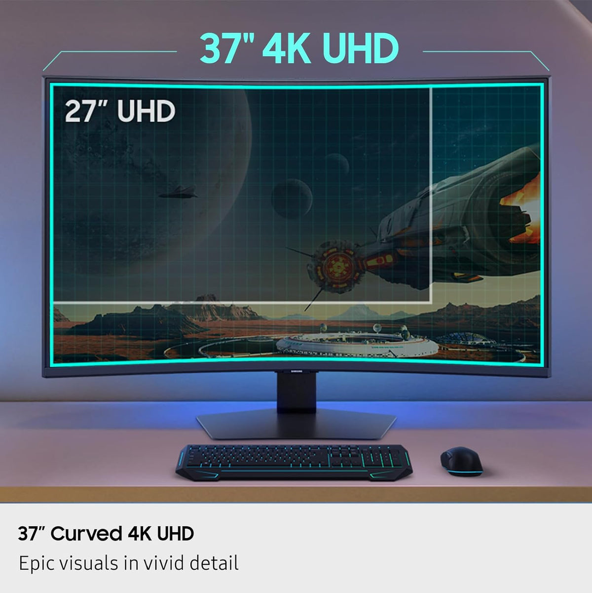 Samsung 37” Odyssey G7 (G75F) 4K UHD Resolution, 165Hz, Curved Gaming Monitor, 1ms Response Time (GtG), VESA DisplayHDR™ 600, AMD FreeSync™ Premium Pro, LS37FG75DENXZA, 2025