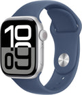 Apple Watch Series 10 GPS, 42mm - Silver Aluminum Case with Denim Sport Band, S/M (Renewed Premium)