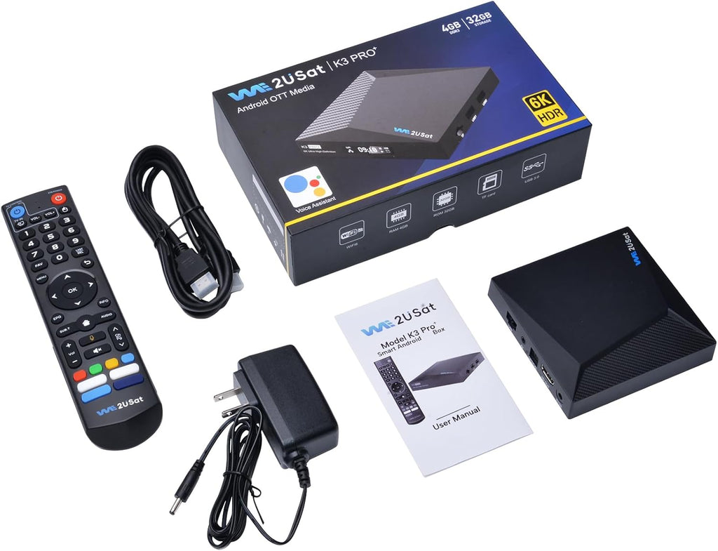 K3 PRO Streaming Box 6K Ultra HD Android Smart TV Box, Ram 4GB Storage 32GB with Voice Remote, HDMI Cable