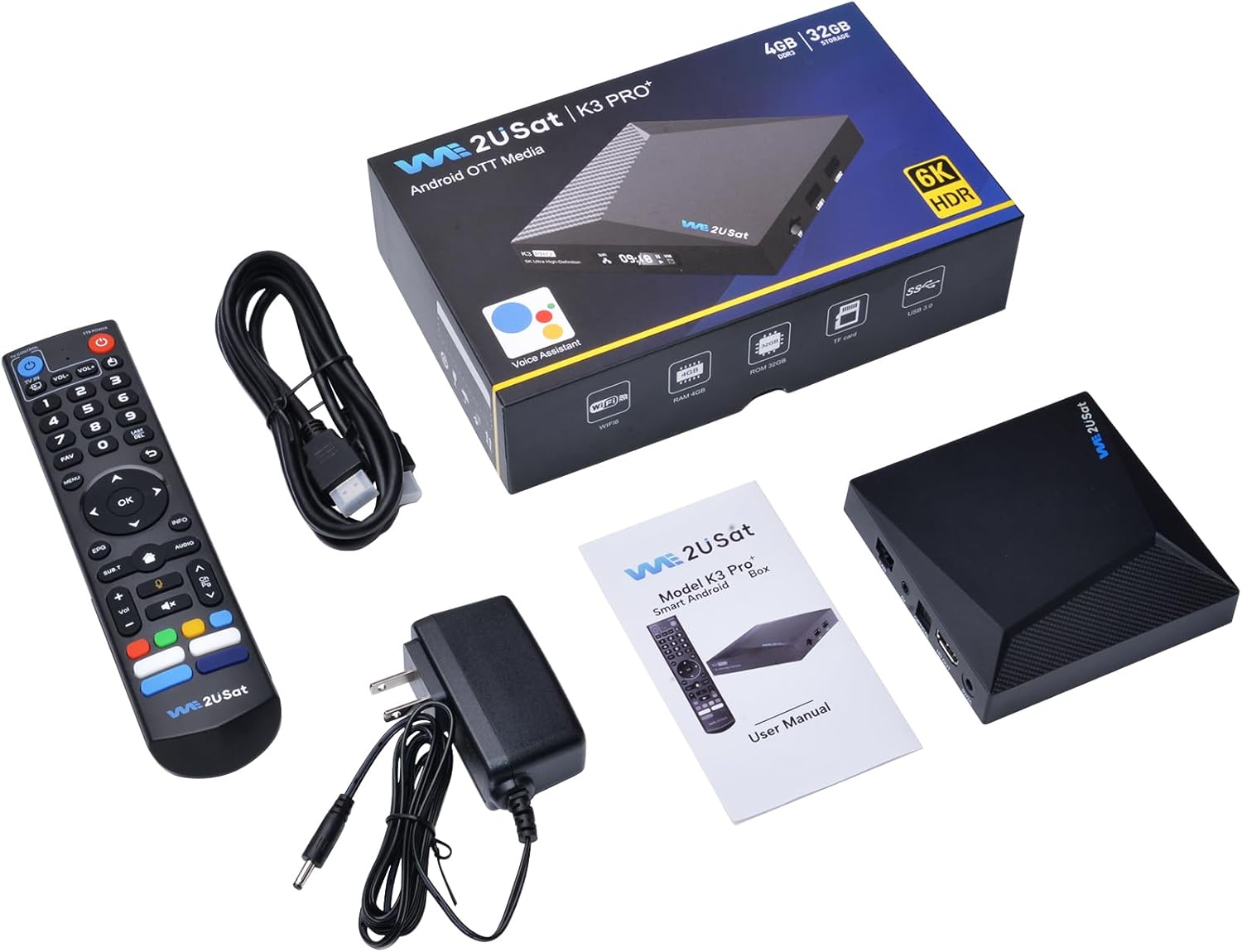 K3 PRO Streaming Box 6K Ultra HD Android Smart TV Box, Ram 4GB Storage 32GB with Voice Remote, HDMI Cable