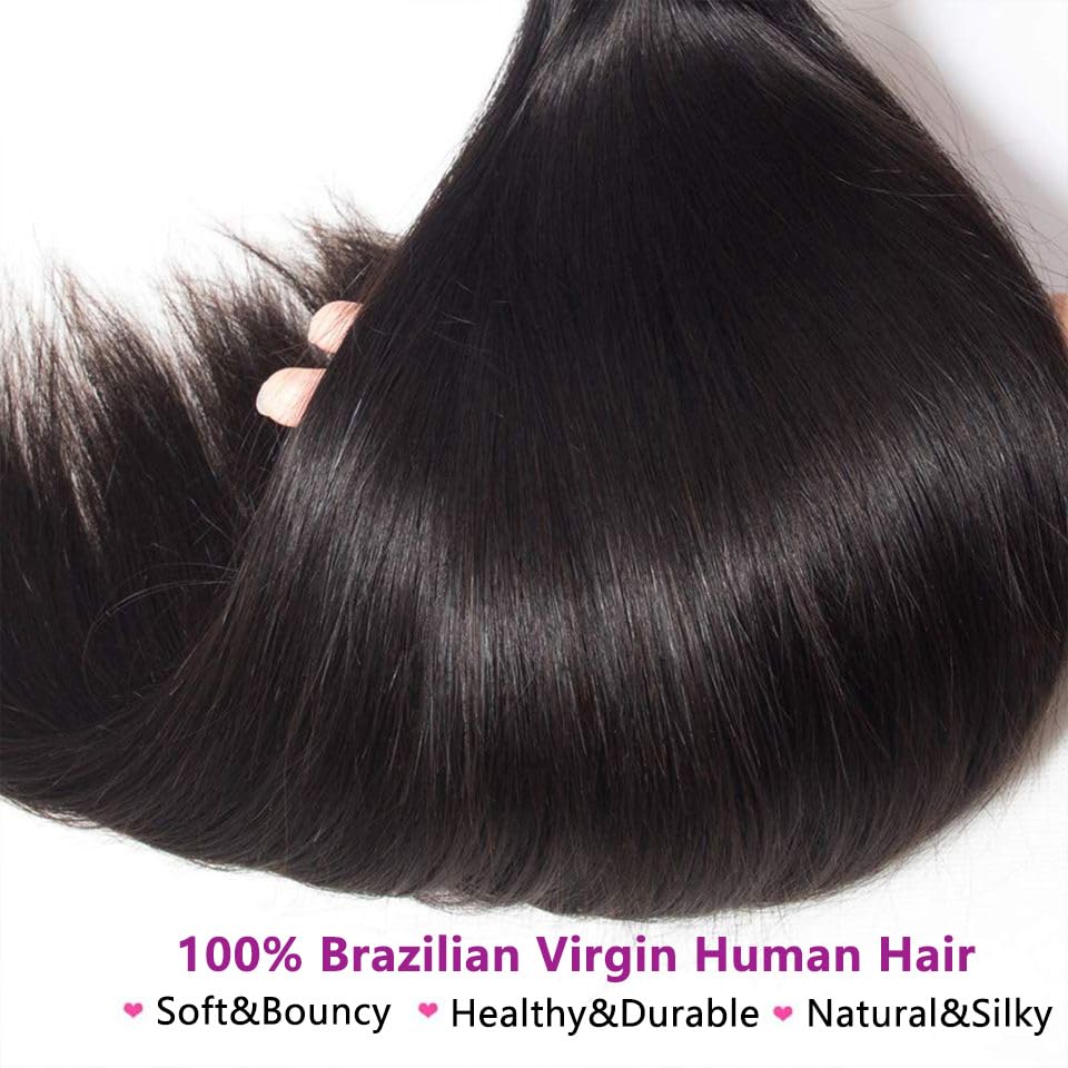 Human Hair Bundles Straight Hair 4 Bundles 18 20 22 24 Inch Brazilian Virgin Hair 100% Unprocessed Natural Black Bundles