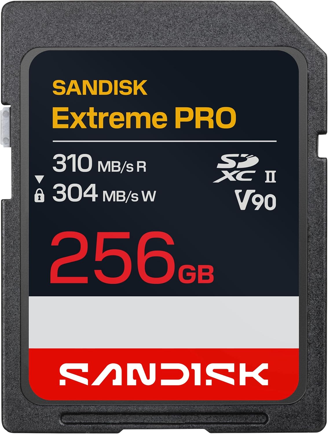 SANDISK 256GB Extreme PRO SD UHS-II V90 Memory Card - Up to 310MB/s Read speeds, up to 304MB/s Write speeds, 8K, IP68 Water and dust Resistant - SDSDXDE-256G-GN4IN