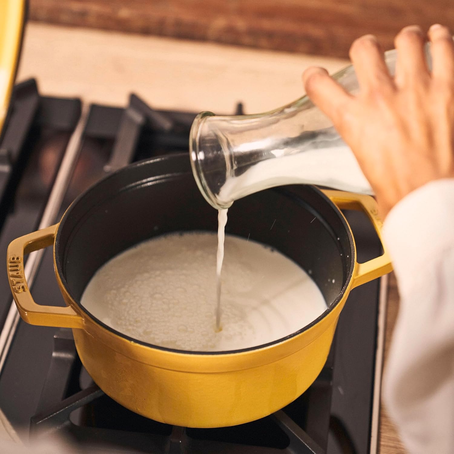 Staub Cast Iron Round Cocotte, Dutch Oven, 5.5-quart, serves 5-6, Made in France, Citron