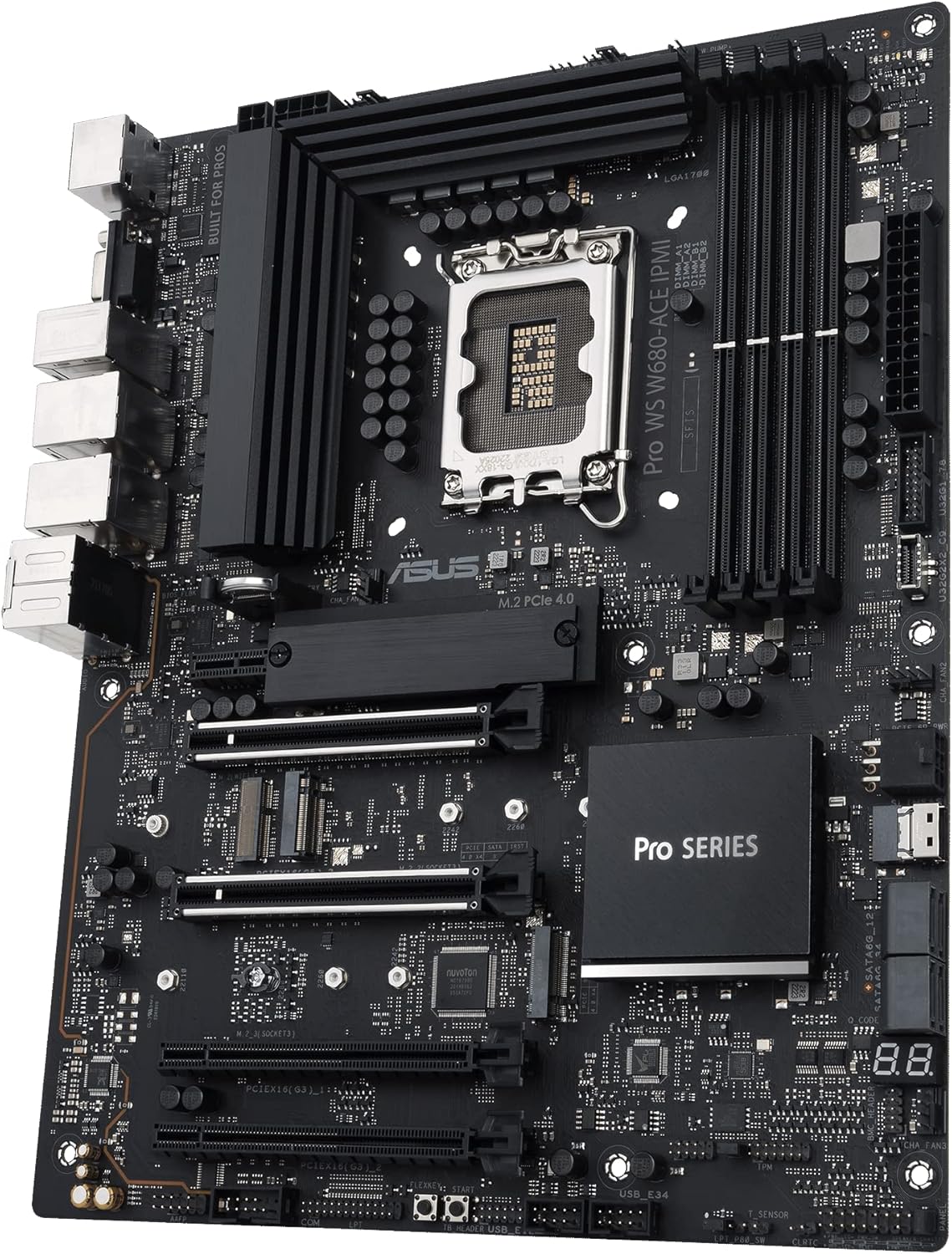 ASUS Pro WS W680-ACE IPMI Intel LGA1700 ATX workstation motherboard,2x PCIe 5.0x16 slot,DDR5,ECC memory,2x2.5 Gb Lan,3xM.2 slots,SlimSAS,BMC header,THUNDERBOLT4 Header,IPMI Expansion card bundled,ACCE