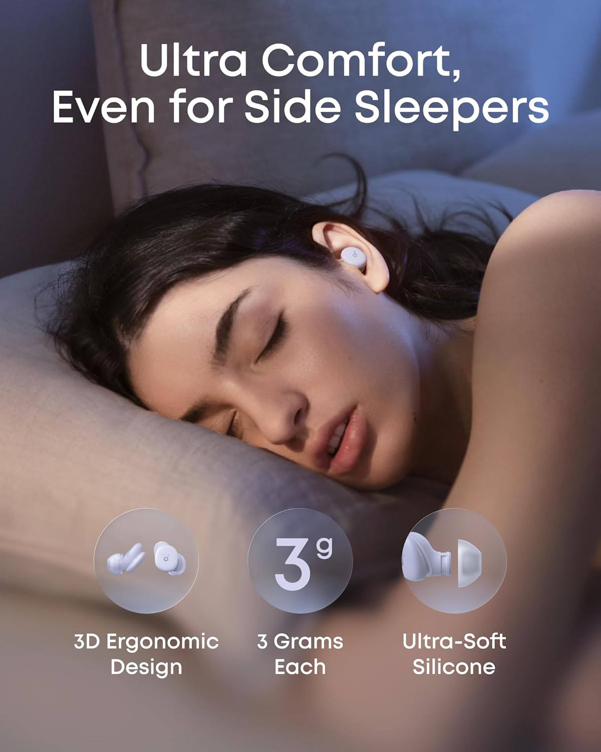 Soundcore Sleep A30 Special by Anker, Sleep Earbuds, ANC, Passive Isolation, Snore Masking, Extensive Sleep Audio, Ultra Comfort for Side Sleepers, 8-10H Playtime