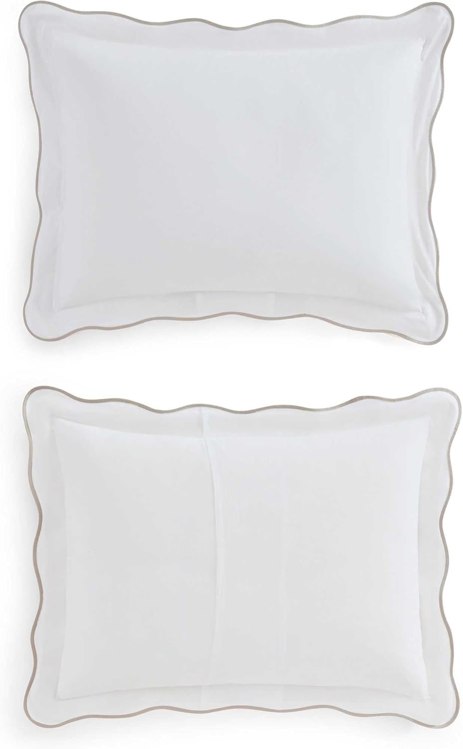 Martha Stewart - King Duvet Cover Set, 100% Soft Cotton Bed Set with a Smooth Cotton Percale Reverse, 3 Piece Bedding with Matching Pillowcases (Simple Scallop Beige)