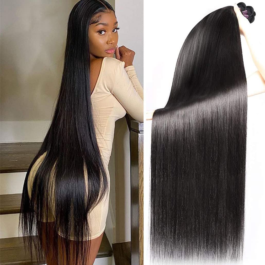 Human Hair Bundles Straight Hair 4 Bundles 18 20 22 24 Inch Brazilian Virgin Hair 100% Unprocessed Natural Black Bundles