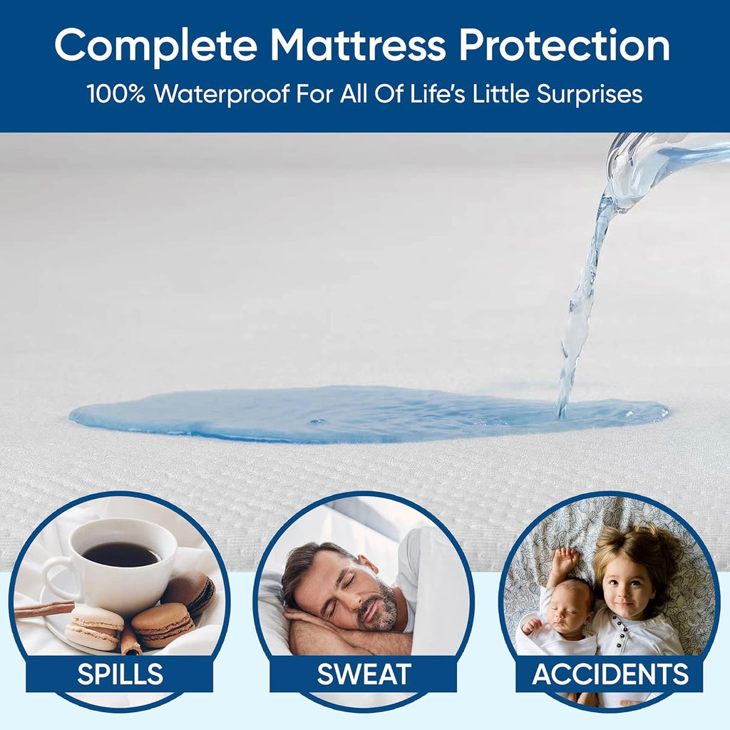 King Size Luxury Tencel Mattress Protector, 100% Waterproof, Ultra Soft, Naturally Cooling & Breathable, Deep Pocket Up to 18"