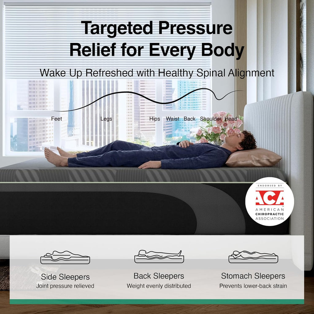 Novilla 14 Inch Queen Mattress, Queen Memory Foam Mattress with AiryFlow Cooling System for Cool Night, Pressure Relief, Ergonomic Support for Spinal Alignment, CertiPUR-US Certified, Medium Firm