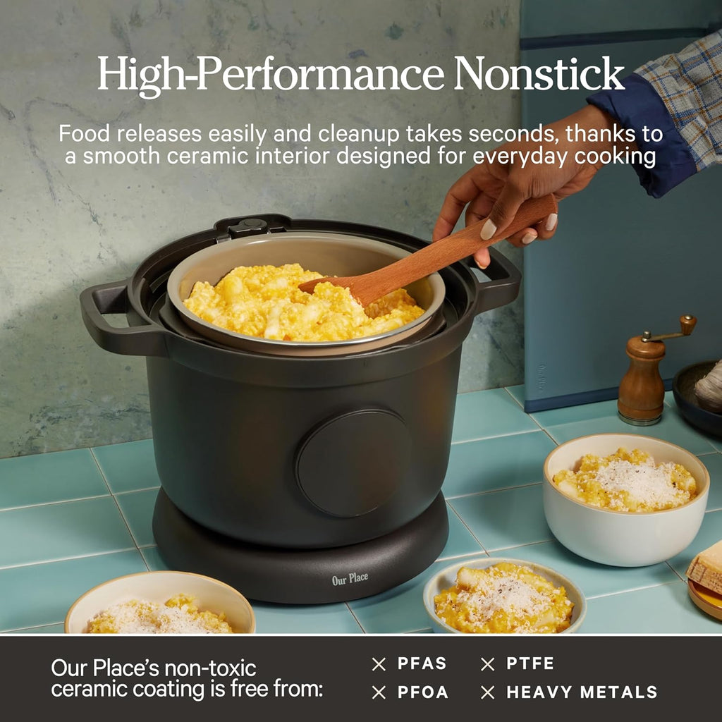 Our Place Dream Cooker | 6 Qt Ceramic Nonstick Multicooker & Pressure Cooker with Touchscreen Controls & Auto Steam Release | 4 Modes: Pressure Cook, Sauté/Sear, Slow Cook & Warm | Steam