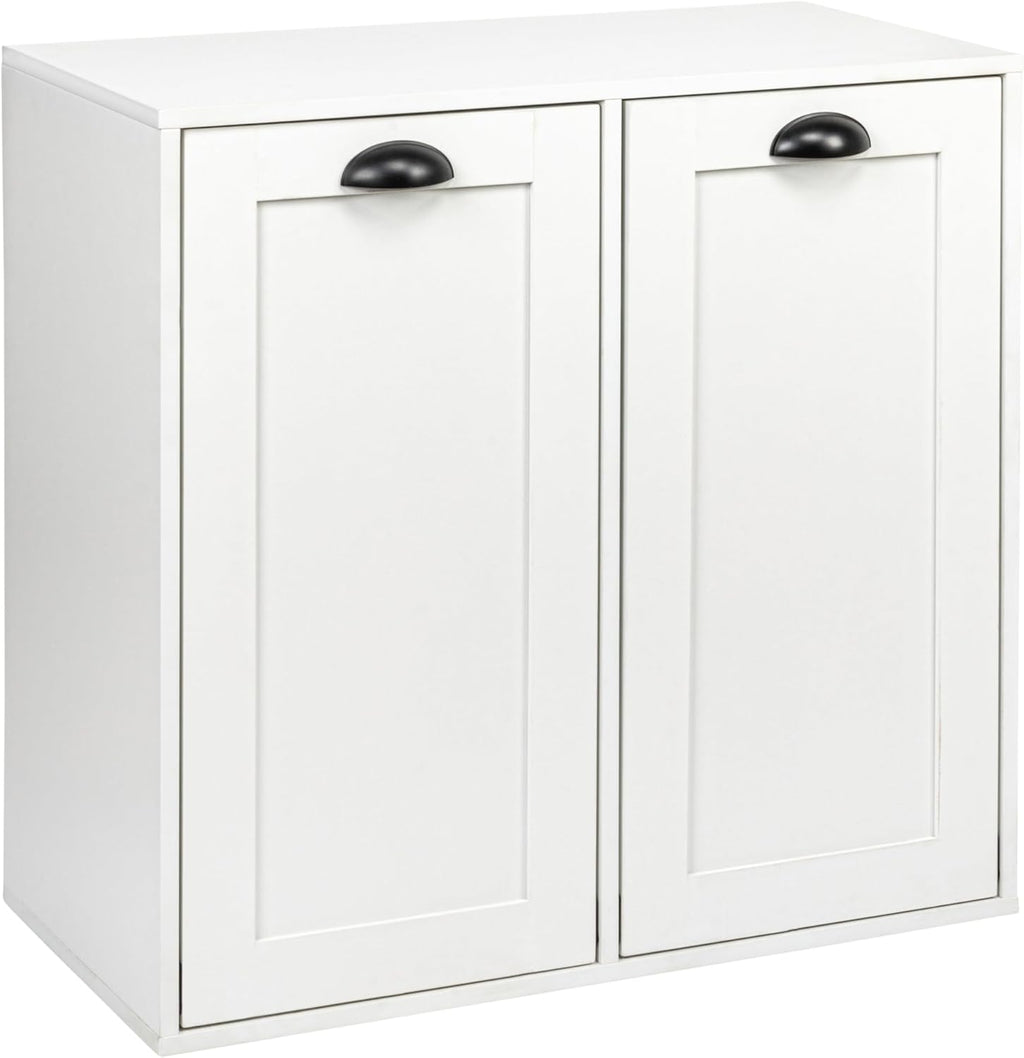Household Essentials Laundry Sorter Cabinet, Scandi White Finish