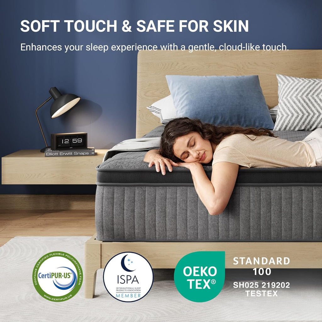 Avenco Twin Mattress, 10 Inch Twin Size Mattress in a Box, Medium Firm Hybrid Mattresses with Smarts™ Coil and Gel Memory Foam for Cool Night Sleep & Pressure Relief, CertiPUR-US Certified