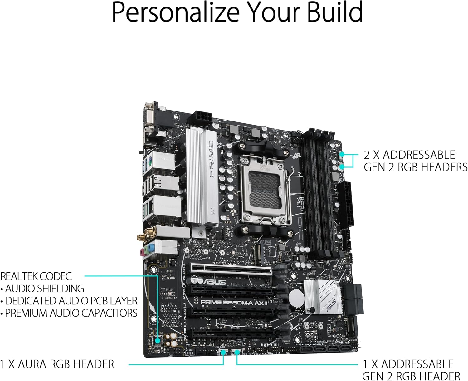 ASUS Prime B650M-A AX II AMD B650 AM5 Ryzen™ Desktop 9000 8000 & 7000 Micro-ATX mATX Motherboard, DDR5, PCIe 5.0 M.2, 2.5Gb LAN, Wi-Fi 6, DisplayPort, HDMI®, BIOS Flashback™ (Renewed)