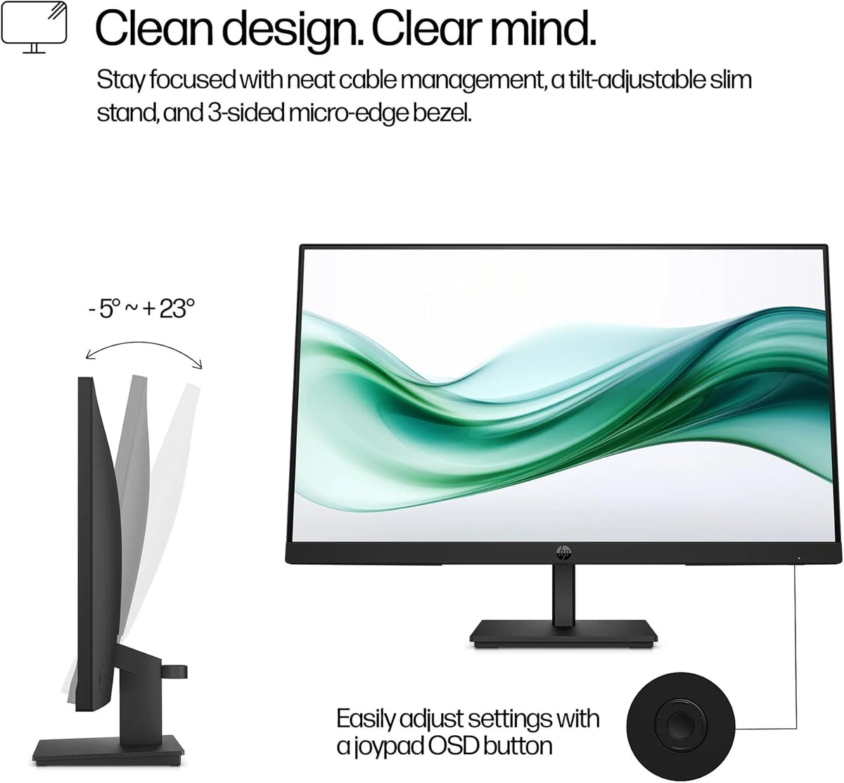 HP 24" Full HD (1920x1080) Computer Monitor Bundle with Docztorm Dock, 75Hz Anti-Glare Display, AMD FreeSync, HDMI, VGA, VESA Mount (100x100mm), Ideal for Home & Business, Black Pack of 2