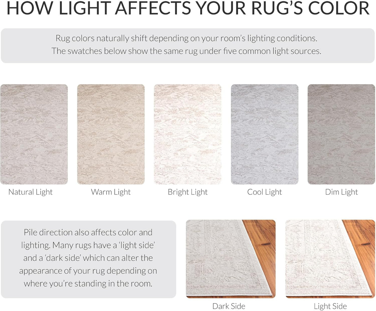 SAFAVIEH Area Rug 10x14 - Reflection Collection - Large - Cream & Ivory, Non-Shedding & Easy Cleaning, Ideal for Living Room, Bedroom (RFT665D)