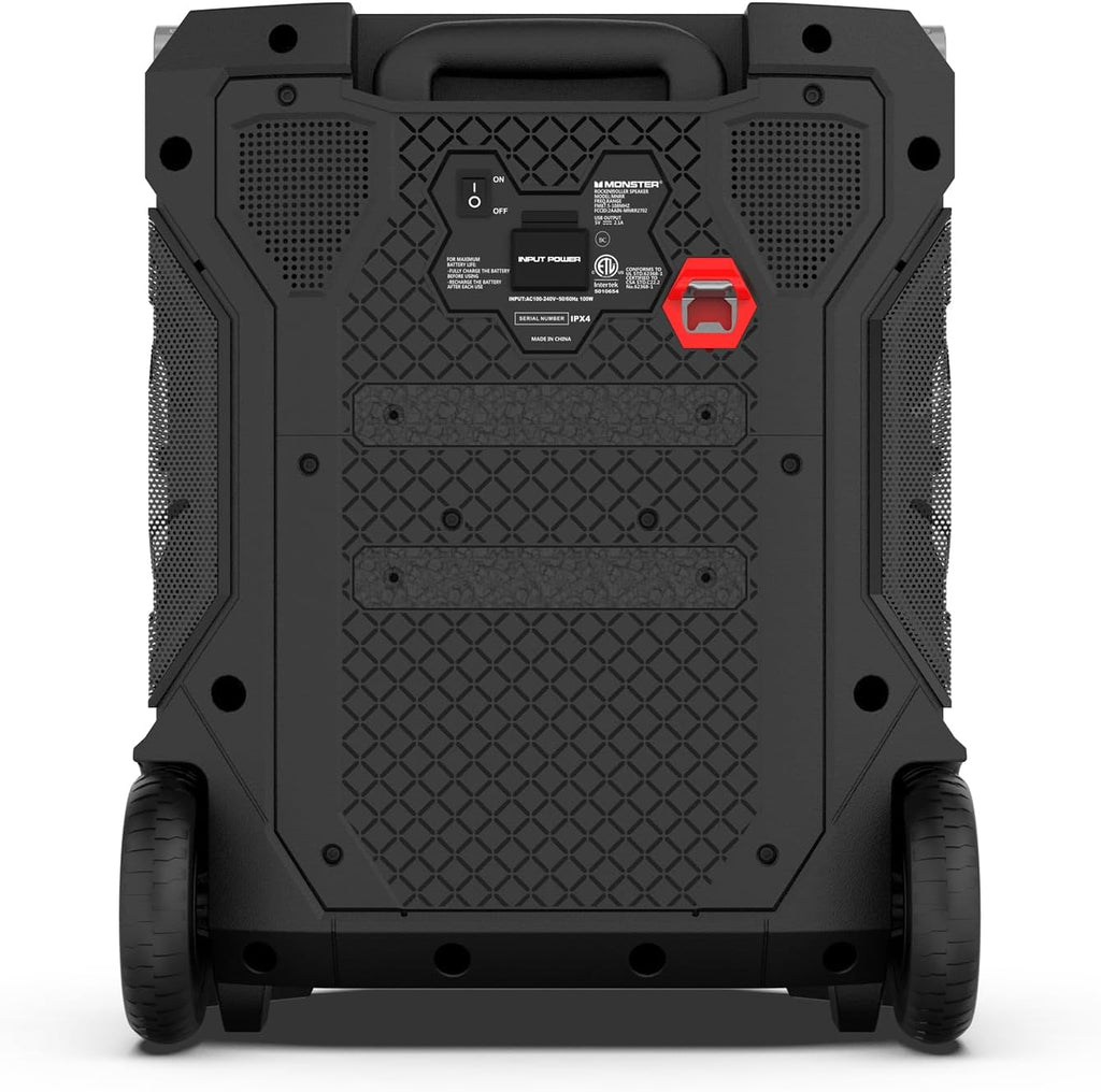 Monster Rockin' Roller 360 Indoor/Outdoor Portable Bluetooth Speaker | Up to 240W of 360 Degree Sound & Up to 100 Hours of Playtime | Includes Microphone
