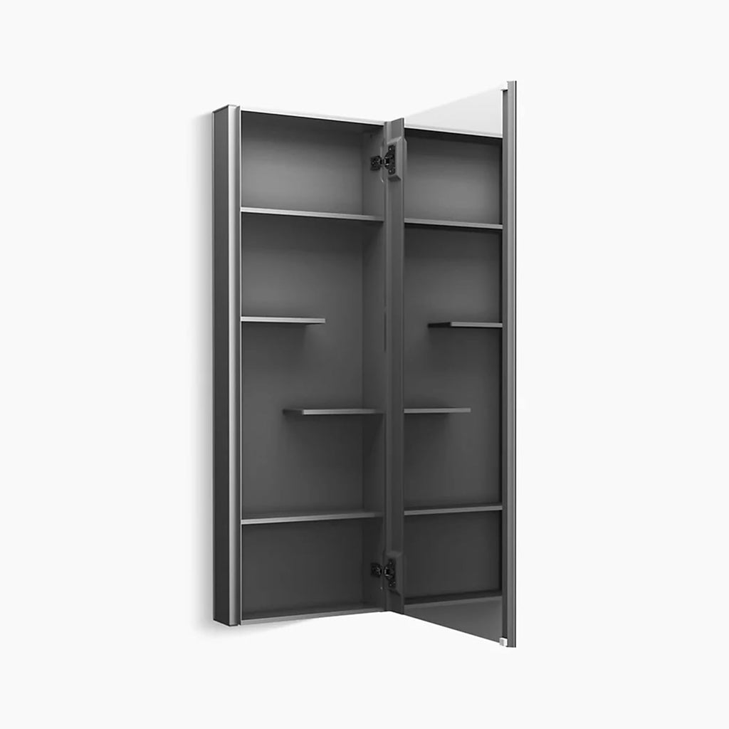 Kohler 81147-DA1 Maxstow Frameless Surface-Mount Bathroom Medicine Cabinet with Mirror, 15 in. W x 40 in. H, Dark Anodized Aluminum