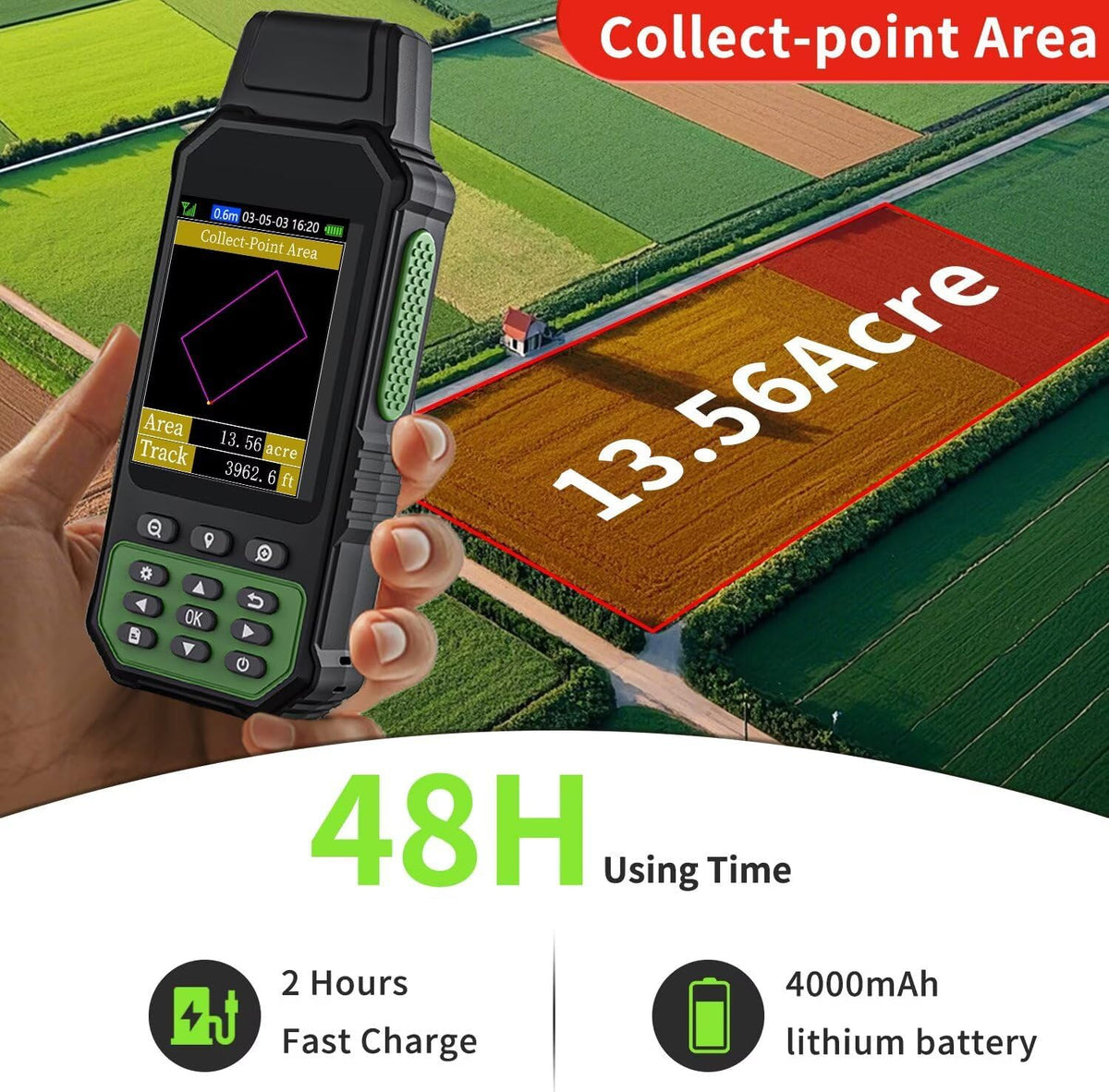 ZL190 Handheld GPS for Surveying, High Precision GPS Surveying Equipment for Mountainous Land Slope and Flat Field Outdoor Use