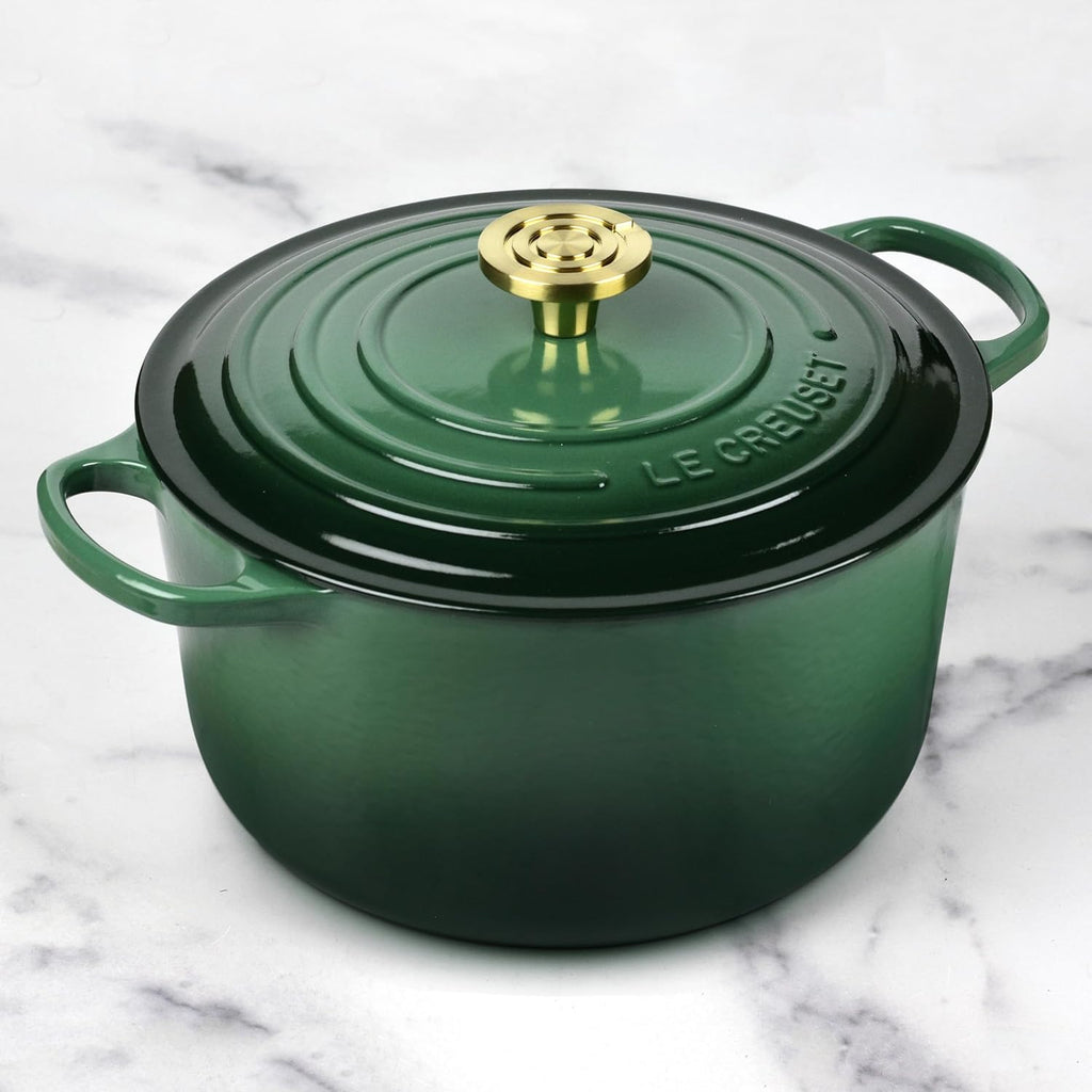 Le Creuset Signature 6.5-quart Deep Round Dutch Oven with Light Gold Crucible Knob - Enameled Cast Iron (Artichaut)