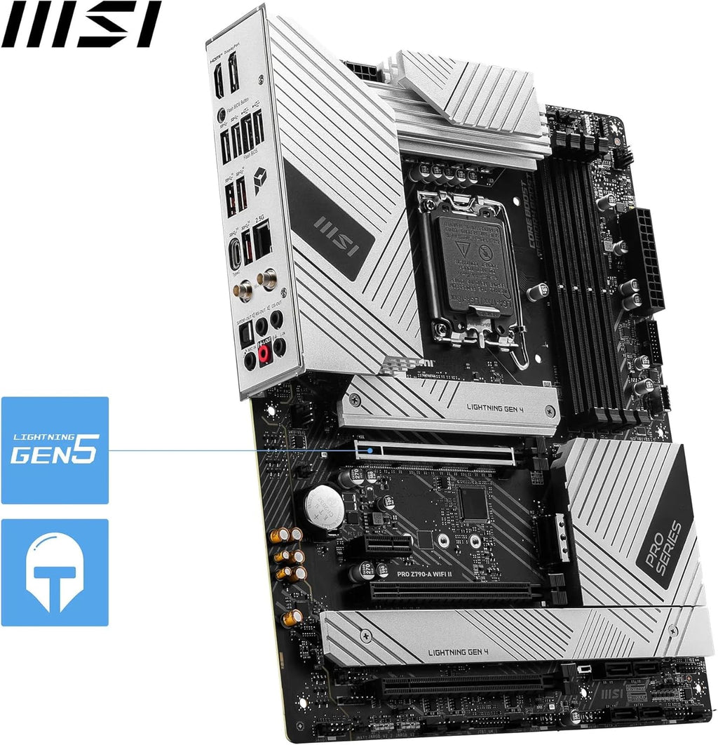 MSI PRO Z790-A WiFi II Motherboard, ATX - Supports Intel Core 14th, 13th & 12th Gen Processors, LGA 1700-80A SPS VRM, DDR5 Memory Boost 7800+MT/s/OC, PCIe 5.0 x16, 4 x M.2 Gen4, Wi-Fi 6E, 2.5G LAN