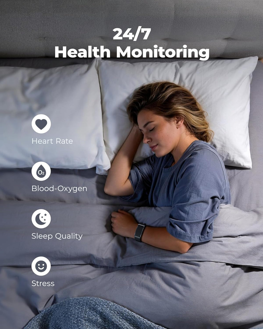 Fitness Trackers for Men & Women, Smart Bracelet with 24/7 Activity & Sleep Tracking, Heart Rate, Blood Oxygen, HRV & Stress Monitor, 30-Day Battery, Smart Band, GPS Modes, Free APP, 3 Bands