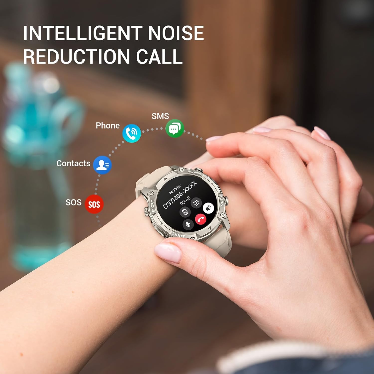 Men's Outdoor Smartwatch, Standalone GPS & Offline Maps, 5ATM Waterproof, 1.43" AMOLED, 4GB Memory, 178 Sports Modes, Compass, Heart Rate/SpO2/Stress/Sleep Monitor, Compatible Android and iOS Khaki