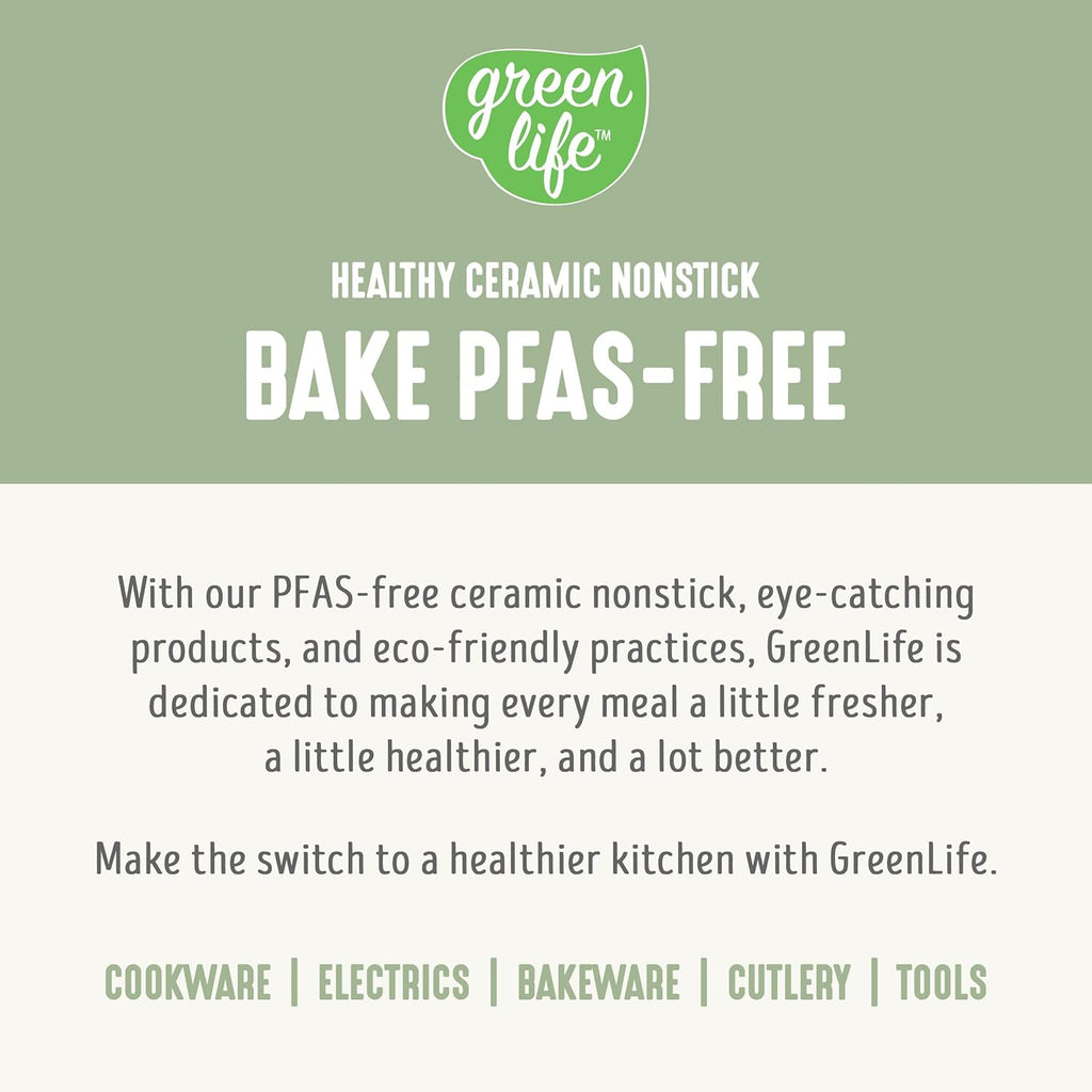 GreenLife 6 Piece Nonstick Bakeware Set, Non-Toxic PFAS-Free Ceramic Oven Pans, Dishwasher & Oven Safe to 450°F, Easy Release Baking Sheet, Loaf Pan, Rectangle & Round Cake, Muffin Pan, Sage