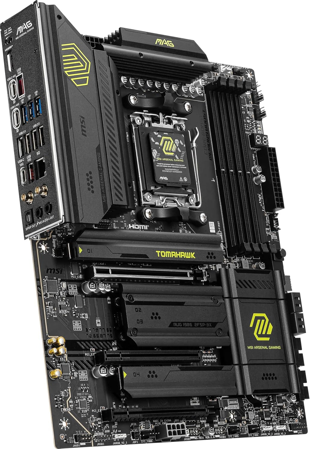 MSI MAG X870 Tomahawk WiFi Gaming Motherboard (AMD Ryzen 9000/8000/7000 Series Processors, AM5, DDR5, PCIe 5.0, M.2 Gen5, SATA 6Gb/s, USB 40Gbps, HDMI/DP, Wi-Fi 7, Bluetooth 5.4, 5Gbps LAN, ATX)
