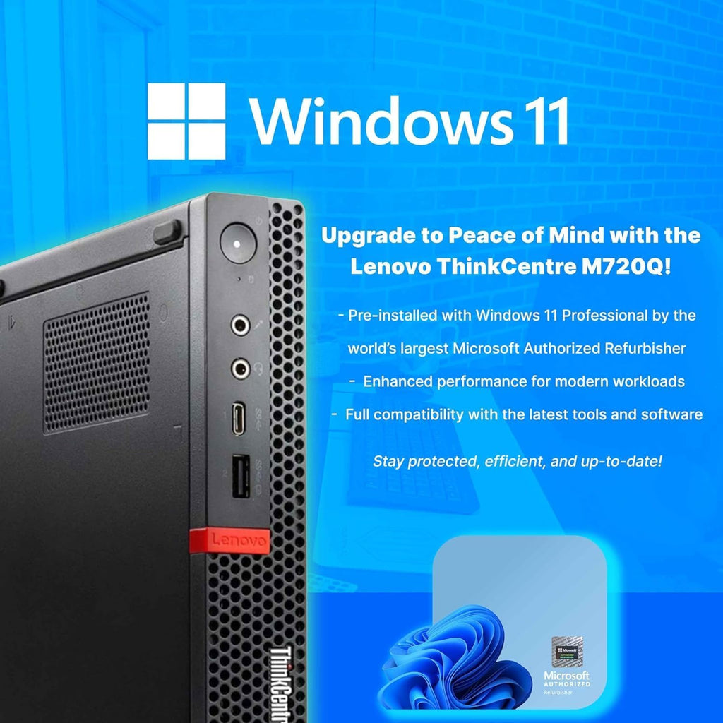 Lenovo M720Q ThinkCentre Mini PC | Windows 11 Pro | Intel i5-8400T | 32GB RAM + 1TB NVME | 5G WiFi + BT | Home or Office Micro Desktop Computer (Renewed)