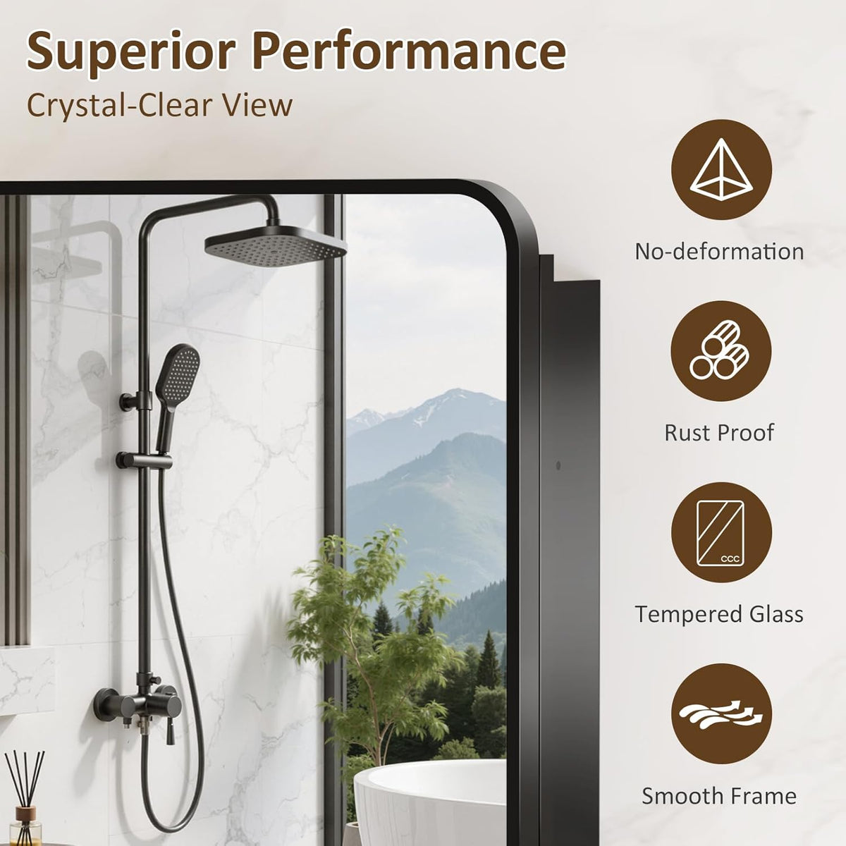 Medicine Cabinet Mirror 30x36 Inch, Double-Sided Bathroom Mirror Cabinet with Adjustable Glass Shelves, 2-Compartment Bathroom Mirror with Storage Recessed or Wall Mount