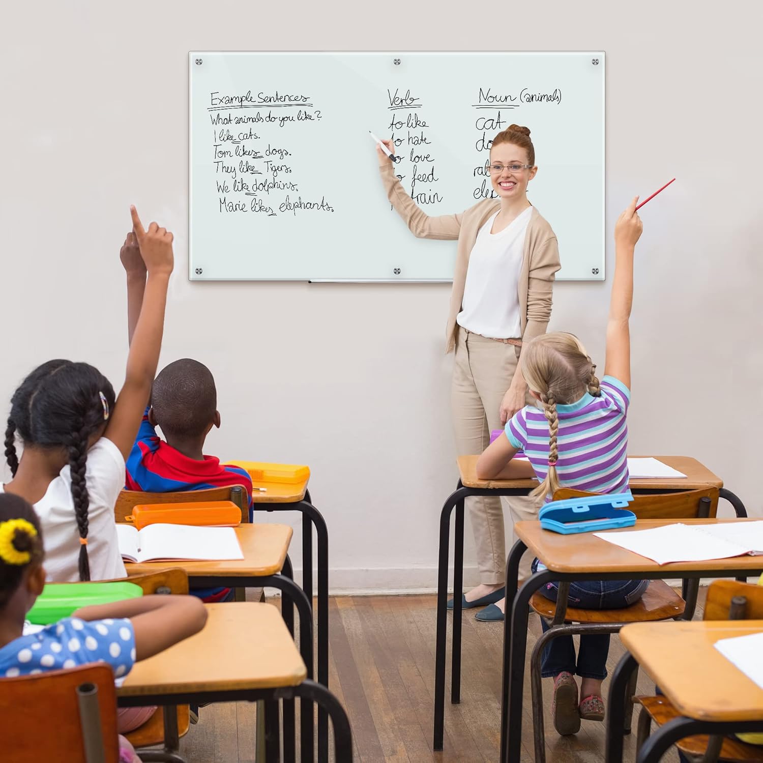 Amazon Basics Glass Dry-Erase Board, Magnetic Frameless Whiteboard, 96W" x 48H"