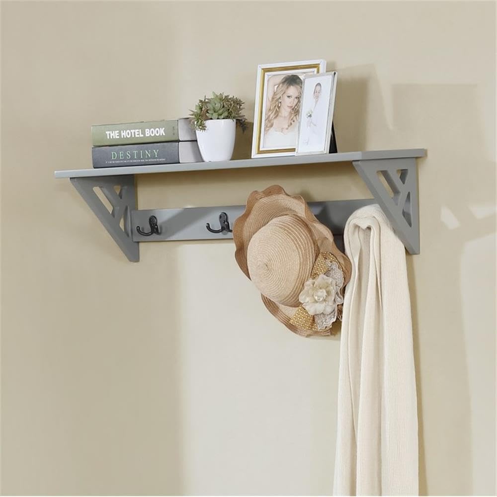 Coventry 36 in. W Open-Design Coat Hook & Bench Hall Tree Set for Entryway, Laundry Room & More, Traditional, Modern & Cottage Options, 4 Double Hooks & 36 in. W Shelf, Easy to Assemble