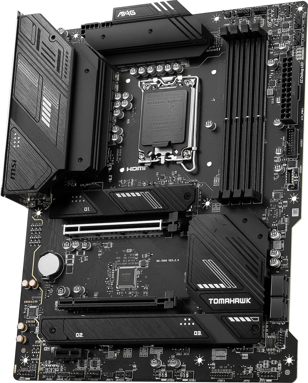 MSI MAG B760 Tomahawk WiFi Gaming Motherboard (Supports 12th/13th/14th Gen Intel Processors, LGA 1700, DDR5, PCIe 5.0, M.2, 2.5Gbps LAN, USB 3.2 Gen2, HDMI/DP, Wi-Fi 6E, Bluetooth 5.3, ATX)