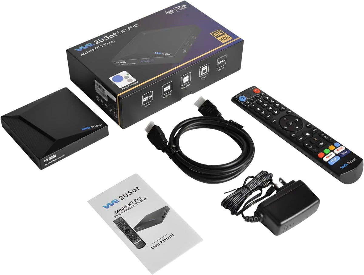 K3 Pro Smart Media Player,4GB RAM+32GB ROM,1x Remote Control, 1x HDMI Cable,Build in WiFi,Streaming Stick Devices